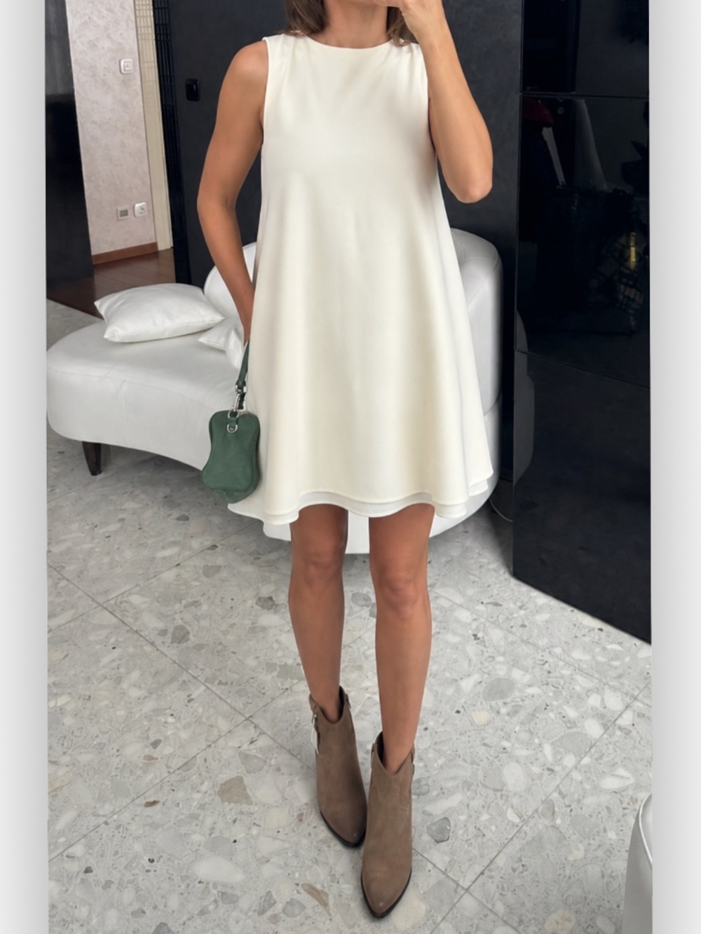 NWT ZARA VOLUMINOUS SHORT DRESS SZ M Color: BUTTER